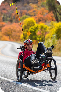 Close up of Bob on trike.