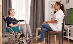 caregiver with elderly client